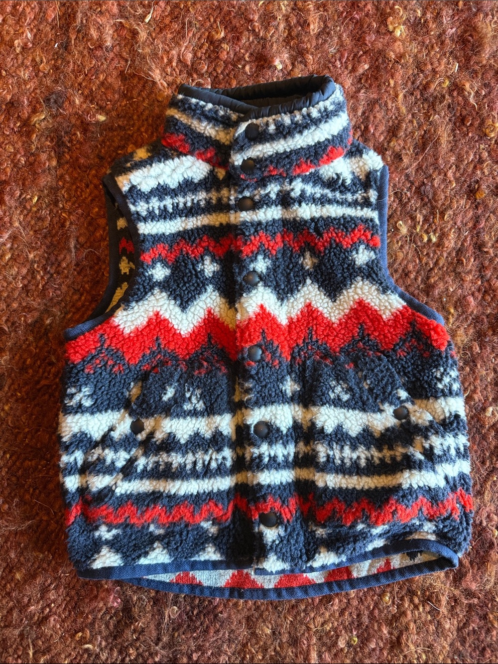 Polo by Ralph Lauren Navy, Cream & Red Sherpa-Lined Vest